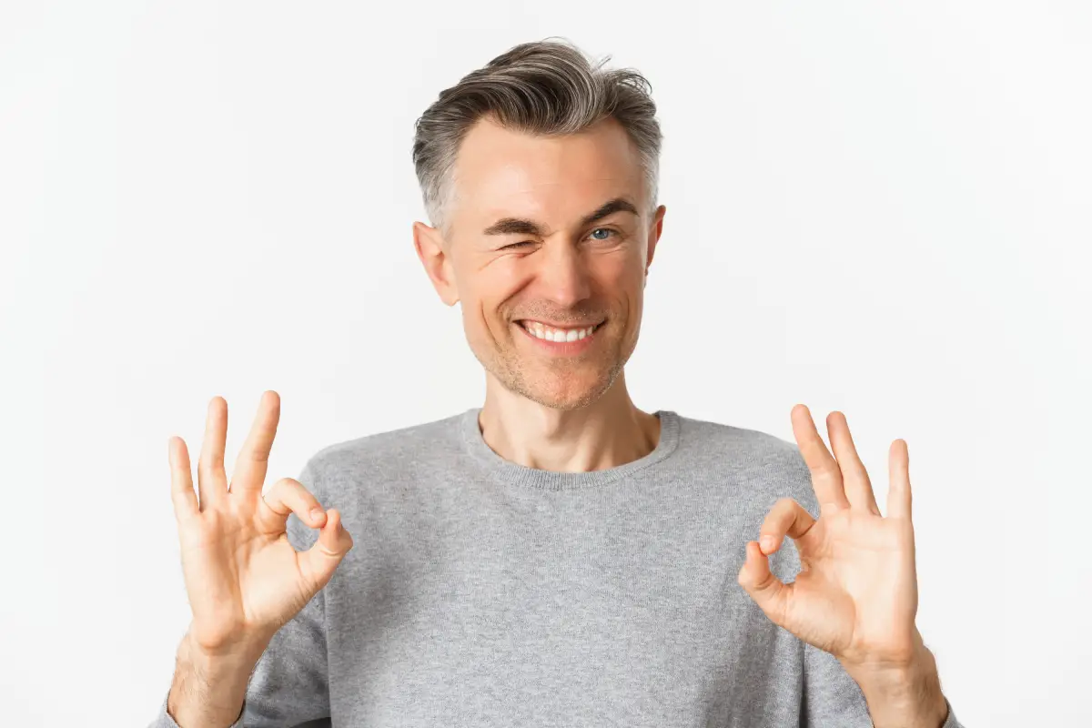 close up of handsome and confident middle aged man